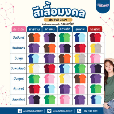 สีเสื้อมงคลประจำวัน ปี”2569″ ปังๆ